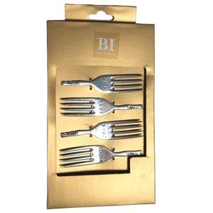 Fromage Cheese Forks set 4 Engraved Chives Blue Brie Gouda by BI